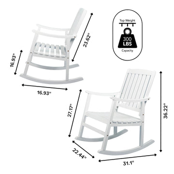Penny Classic Slat-Back 300-Lbs Support Acacia Wood Patio Outdoor Rocking Chair - JONATHAN Y